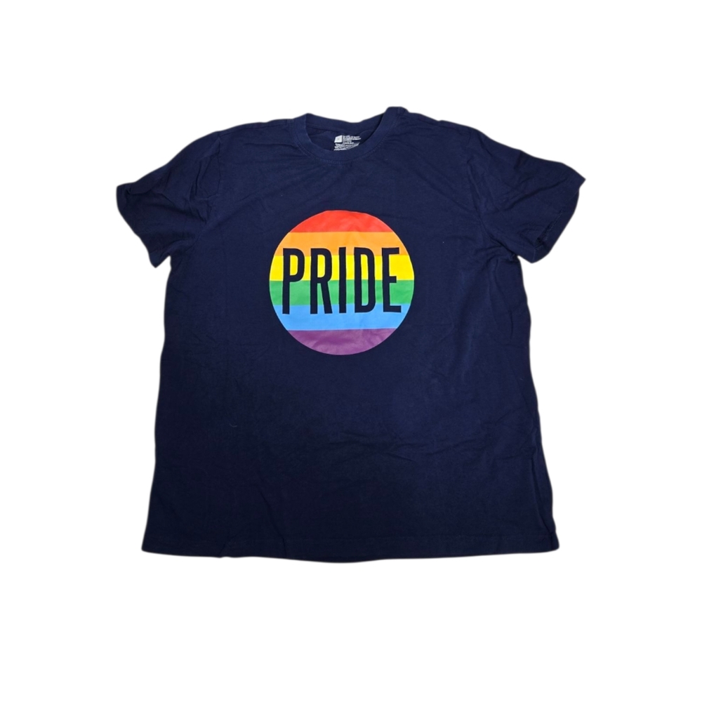 PRIDE rainbow navy blue short sleeve crew neck unisex tee‎ shirt XL